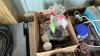 Pallet w/ tarp, chain saw(not running), chains, cab heater and misc items - 4