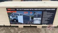 TMG-MS1624: 16'x24' Garage Metal Shed w/ 12' Swing Door, F37