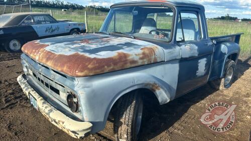 1964 Ford F100 step side truck, showing 39084, VIN#F10JR490152 F130 Owner: Sheriff Services, Seller: Fraser Auction_______________**Keys & letter - Office**