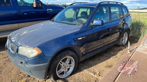 2005 BMW X3, 264,776 showing, VIN#WBXPA73445WA78276, F130, Owner: Sheriff Services, Seller: Fraser Auction_______________ **Keys and letter - Office**