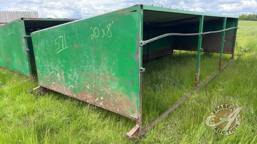 20’ x 8’ metal calf shelter