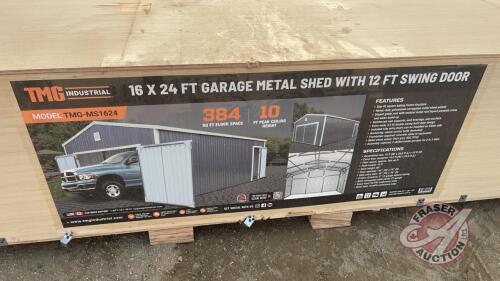 TMG-MS1624, 16’ x 24’ Metal Garage Shed with Double Front Doors, H38