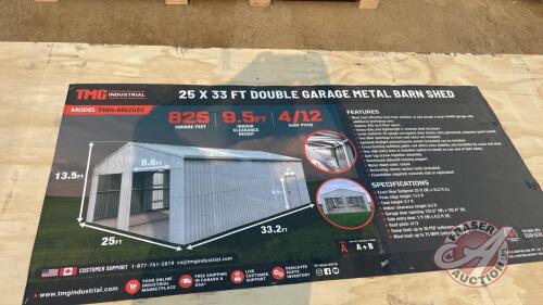 TMG-MS2533, 25’ x 33’ Double Garage Metal Barn Shed with Side Entry Door,(Box A + B) H38