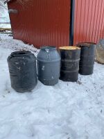 *2 poly rain barrels & 2 metal barrels