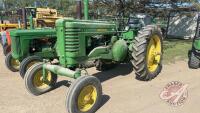 JD Model A 2WD tractor, S/N 598596, H125