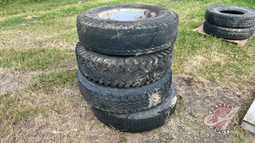 USED (4) 10.00-20 Semi Tires on Rims