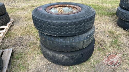 USED (3) 10.00R20 Semi Tires on Rims