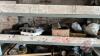 Shelf of Pipe wrench, slow moving sign, sledge hammer, hoses & belting - 3