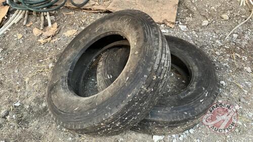 Like New Ironman 295/75R22.5 steering tires for grain truck