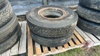 (2) 11R22.5 tires on rims, (B)