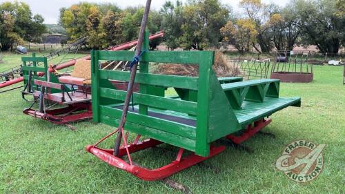 Wooden sleigh rack on bob sleighs, (Green and Red)