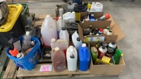 Pallet of miscellaneous chemicals and fluids