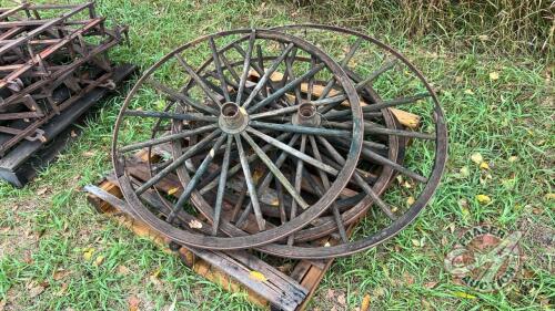 Pallet of wooden wheel parts