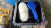 Pallet w/ asstd hand tools, skill saw, jig saws, reciprocating saws, electric impact drill, angle grinder, shop creeper - 4