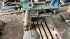 Pallet w/ Trojan 4&rdquo; x 6&rdquo; metal cutting band saw, Welding helmets, Shop stand - 4