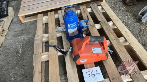 Warn pullzall 110V elec cable winch, Power fist 30 tonne bottle jack