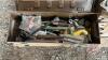 Pallet w/ metal ammo box, Asst&rsquo;d tools, Wooden carpenters box, Misc hardware, Pails of nails, Deck screws, Assortment of grease nipples, Toolbox w/punches and chisels, Asst&rsquo;d wrenches - 2