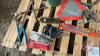 Pallet w/ Hyd bottle jack, Jobmate combination wrenches, 3 jaw puller, Slide lock pliers, Slow moving sign, Socket holders, 3/8” power impact driver - 2