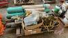 Pallet w/ (4) part rolls of net wrap, silage plastic, bale wrap plastic, cattle rope halters, rubber gloves