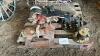 Pallet w/ wooden lawn ornaments, rocking horse, toboggan, plastic sleigh, Christmas ornament - 2