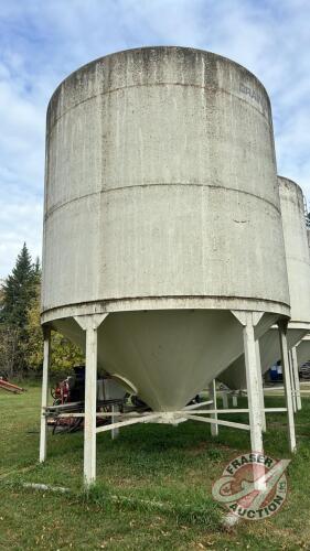 Approx 2000 bushel Meridian Grain Max Hopper bottom bin on skid, Bin #5, S/N 24223