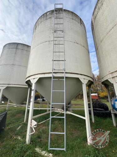 Approx 2000 bushel Meridian Grain Max Hopper bottom bin on skid, Bin #3, S/N 25771