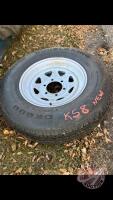 ST225/75R15 Double King tire w/ 5 bolt trailer rim, K58