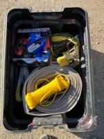 Gray tub of tow ropes and ratchet straps (Tote #1), K31