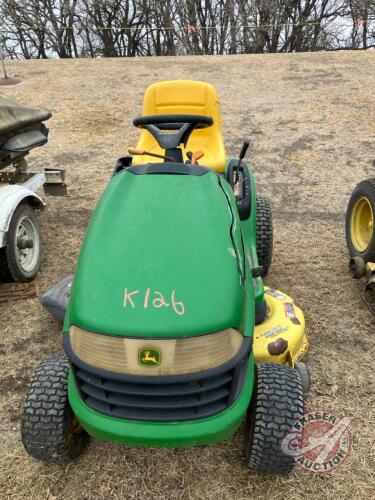 42" JD LA120 Riding Lawn Mower, K126 **Key in office trailer**