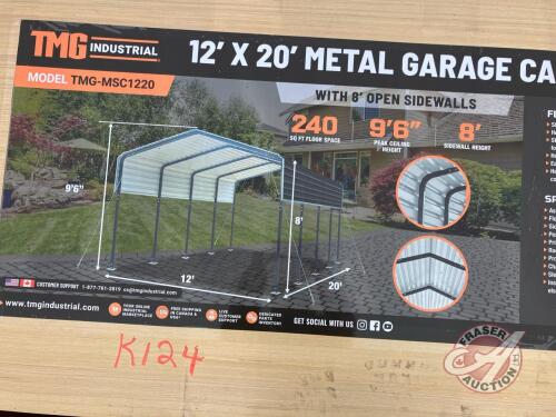 StanForge TMG-MSC1220 12&rsquo; x 20&rsquo; Metal Shed Carport with 8&rsquo; Open Sidewalls, K124