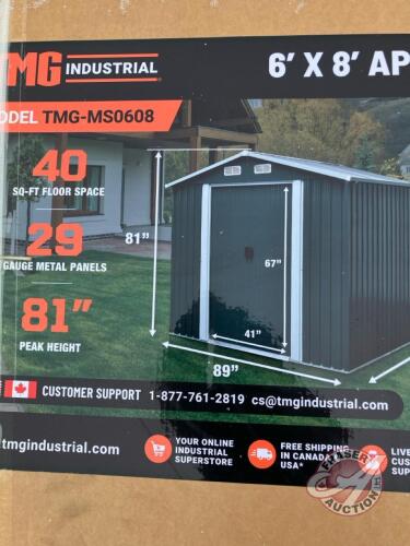 StanForge TMG-MS0608 6&rsquo; x 8&rsquo; Galvanized Apex Roof Metal Shed, (B) K124