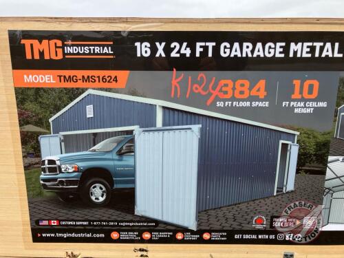 StanForge TMG-MS1624 16&rsquo; x 24&rsquo; Metal Garage Shed with Double Front Doors, K124