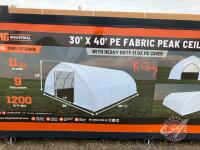 StanForge TMG-ST3040E 30' x 40' Peak Ceiling Storage Shelter with Heavy Duty 11 oz PE Cover, K124