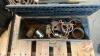 Pallet w/ asst&rsquo;d logging chain, safety chains, load binders, gate hinge for corral gate, hinge pins - 6