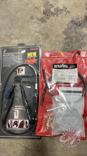 (New) Astro pneumatic tool company deep locking gear lock hose clamp pliers, (New) Deluxe Vacuum and fuel pump test hose and gauge