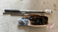 Pallet w/ Bead breaker tool (has been welded and repaired) and spare jaws, Ken-Tools fibre glass handle for shop sledge (new), (2) Ken-Tools tire spoons