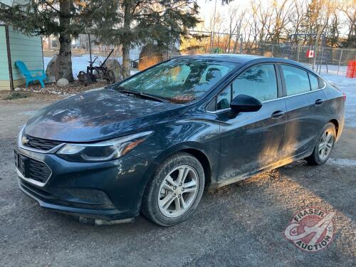 2018 Chevrolet Cruze LT, 335,731 km showing, VIN: 1G1BG5SE0J7140903, K129, Owner: Robert H Williamson, Seller: Fraser Auction ________________________ **Keys and TOD in office trailer**