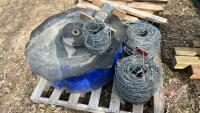 Mineral lick and (2) spools of barbed wire