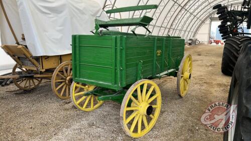 JD Horse drawn wooden grain box wagon