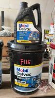 (New) 18.93L pail and 4L jug of Mobil Delvac 1300 Super 15W40 oil, F115