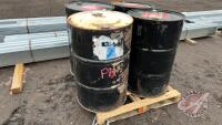 (4) empty metal oil drums, F82