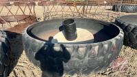 Industrial tire water trough with concrete center and poly stand pipe (C), F185