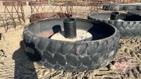 Industrial tire water trough with concrete center and poly stand pipe (B), F185