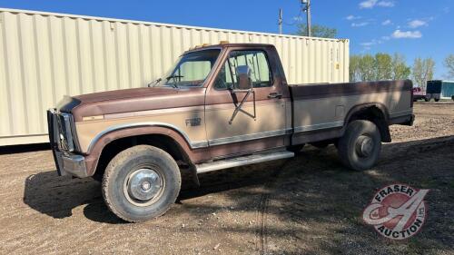1986 Ford F250 Lariat XLT pickup, 346,826 showing, VIN: 2FTHF2618GCA97173, F84, Owner: Carl J Rogers, Seller: Fraser Auction _______________________________________ **TOD + Key - Office**