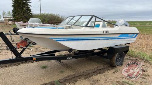 1980 15' Edson boat w/ 1980 Wiscot Utility Trailer, VIN: WML051832, F89, Owner: Alexander R Burr, Seller: Fraser Auction ____________________________ **Key + TOD - Office**