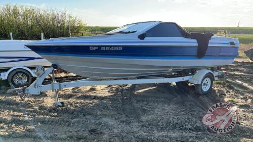 19' Bayliner Capri Boat w/ 1989 Shorelander roller trailer, VIN: 1MDDC8R12KL392499, F245, Owner: Adam R Waldner, Seller: Fraser Auction ___________________________ **Key + TOD - Office**