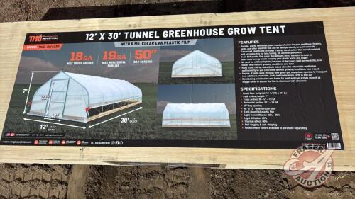 TMG StanForge-GH1230 12' x 30' Tunnel Greenhouse Grow Tent w/6 Mil Clear EVA Plastic Film, F35