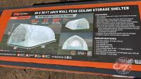 TMG StanForge-ST2031P 20' x 30' Arch Wall Peak Ceiling Storage Shelter with Heavy Duty 11 oz PE Cover & Drive Through Doors, F35