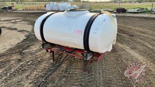 300 gal poly tank on stand, F189