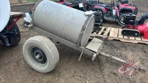 Approx 100 gal tank on 2 wheel wagon, F82
